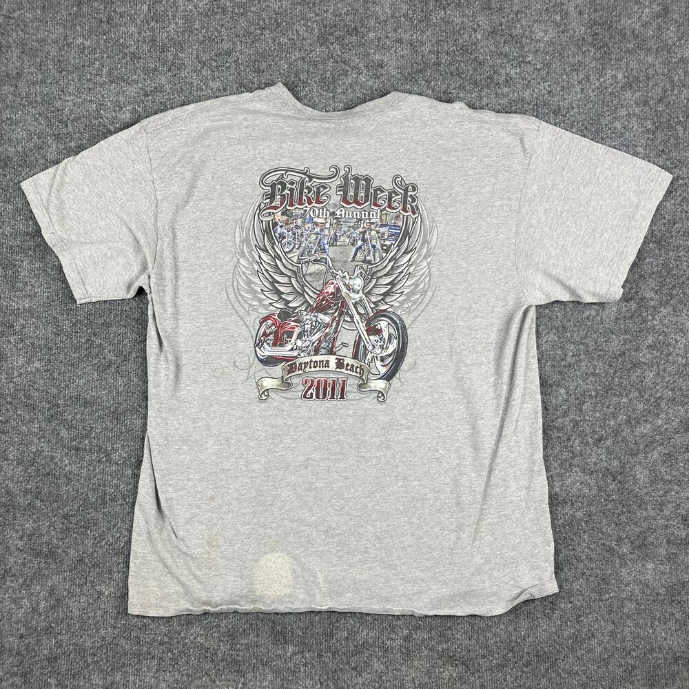 Bike Week T-Shirt Mens XL Gray 2011 Daytona Beach Graphic Biker Vintage Wear - Picture 2 of 7